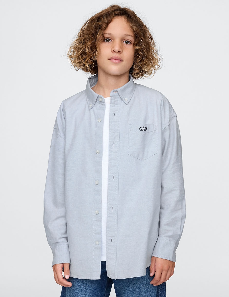 Camisa casual de algodón manga larga para niño