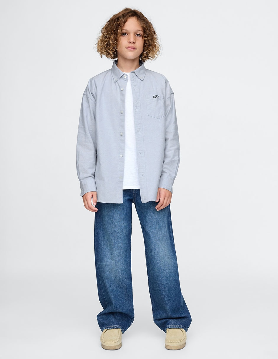 Camisa casual de algodón manga larga para niño 3