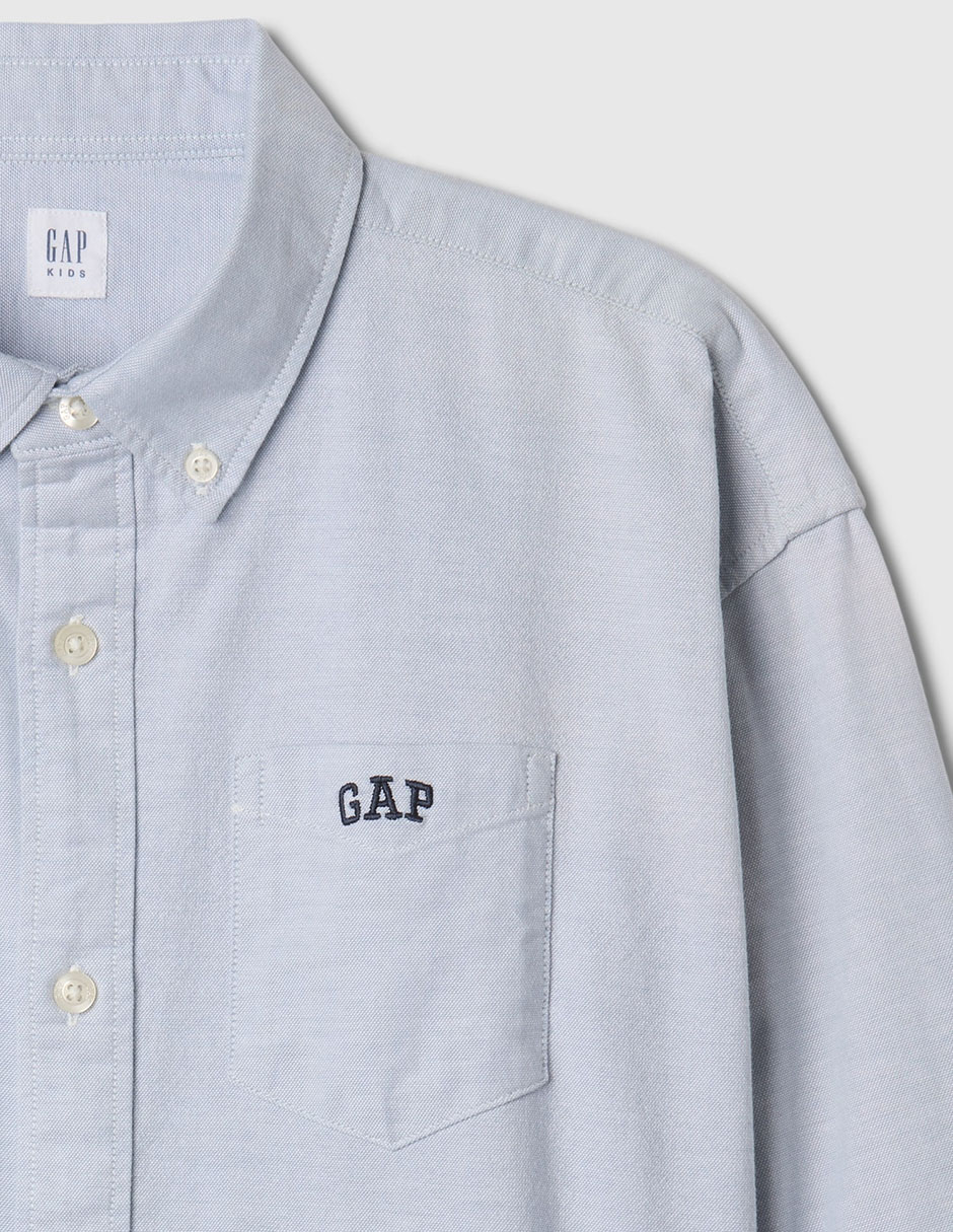 Camisa casual de algodón manga larga para niño 4