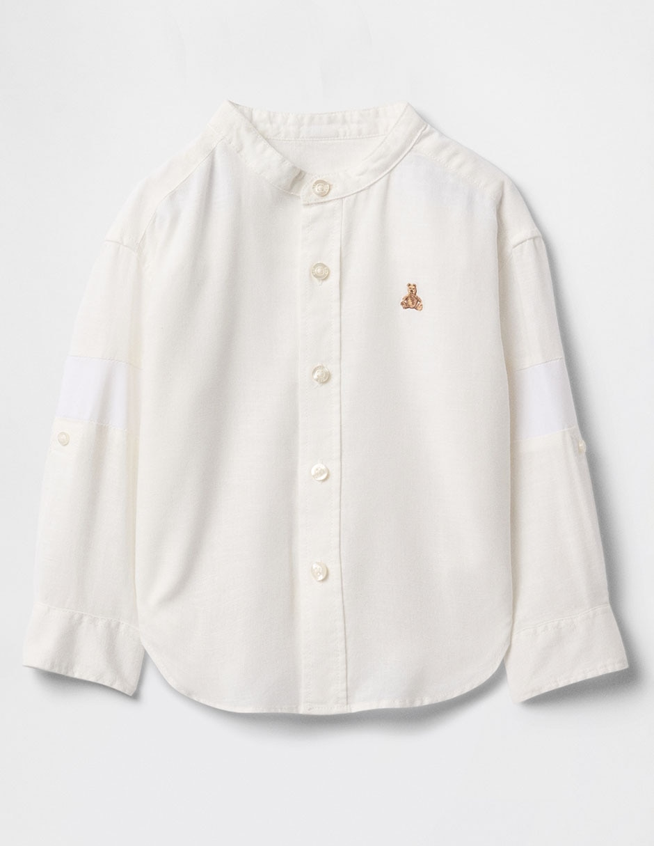 Camisa casual de lino manga larga para niño Camisa casual de lino manga larga para niño