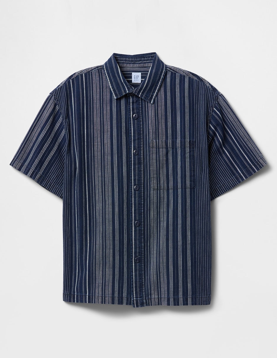 Camisa casual de algodón manga al codo para niño