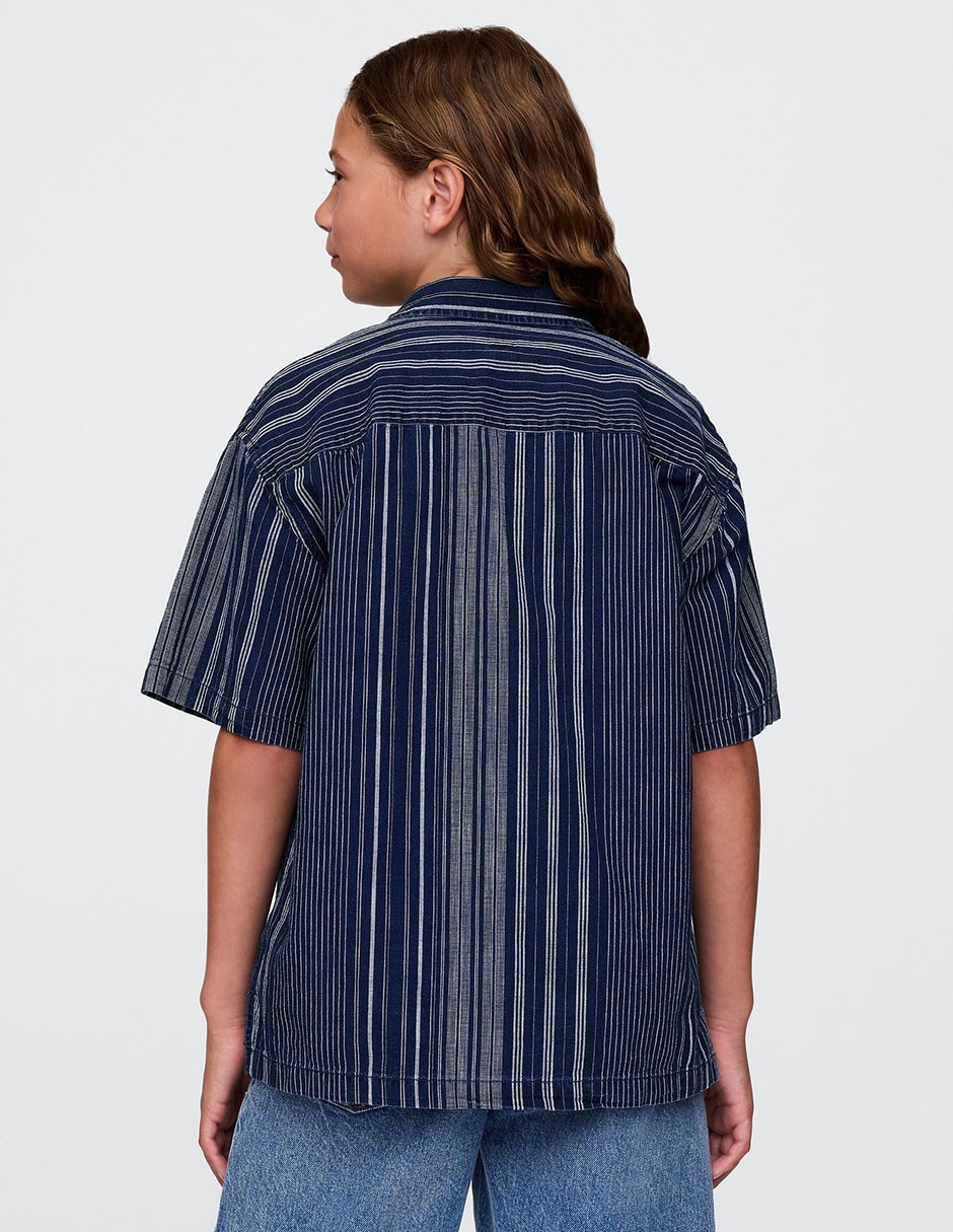Camisa casual de algodón manga al codo para niño