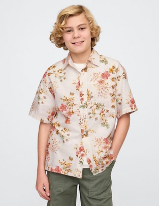 Camisa casual de algodón manga corta para niño Camisa casual de algodón manga corta para niño