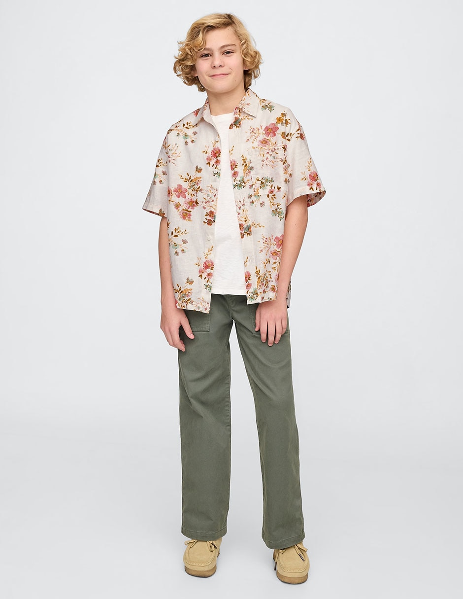 Camisa casual de algodón manga corta para niño