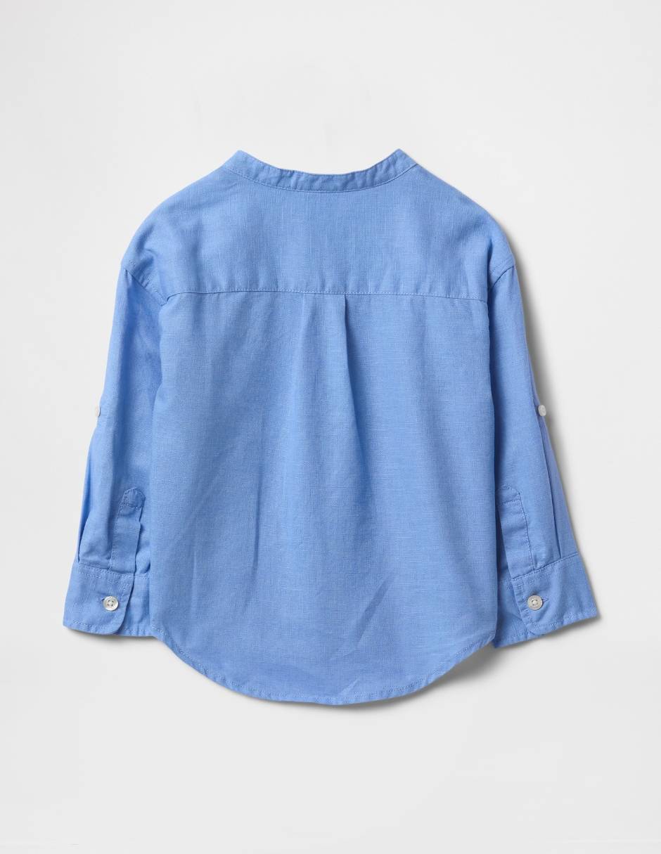 Camisa casual de lino manga larga para niño