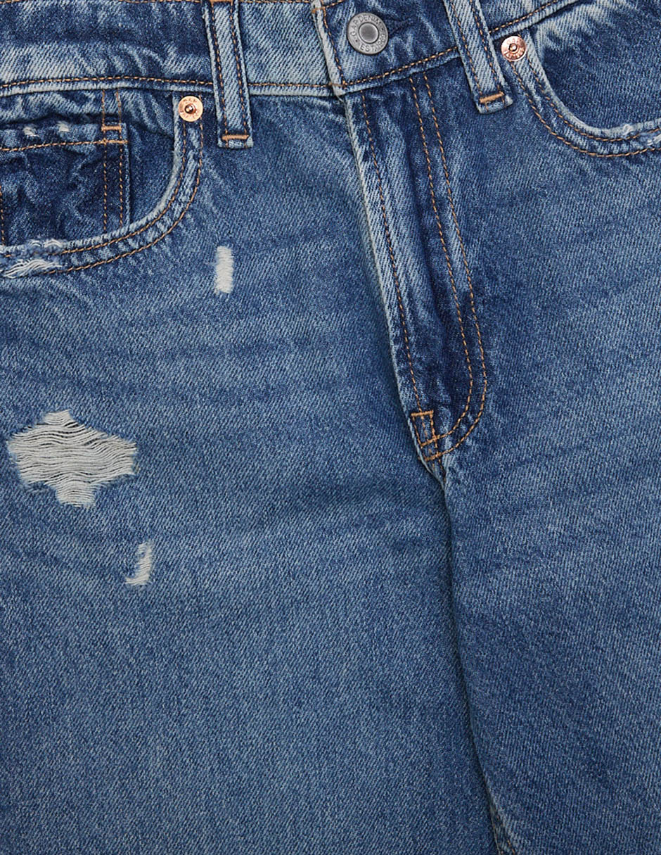 Jeans straight lavado desgastado para niña