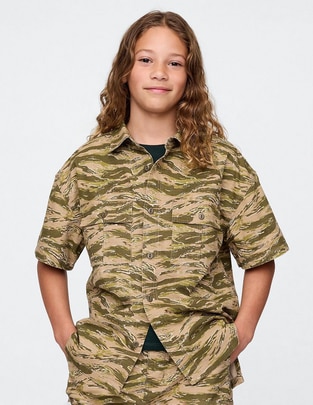 Camisa casual de algodón manga corta para niño