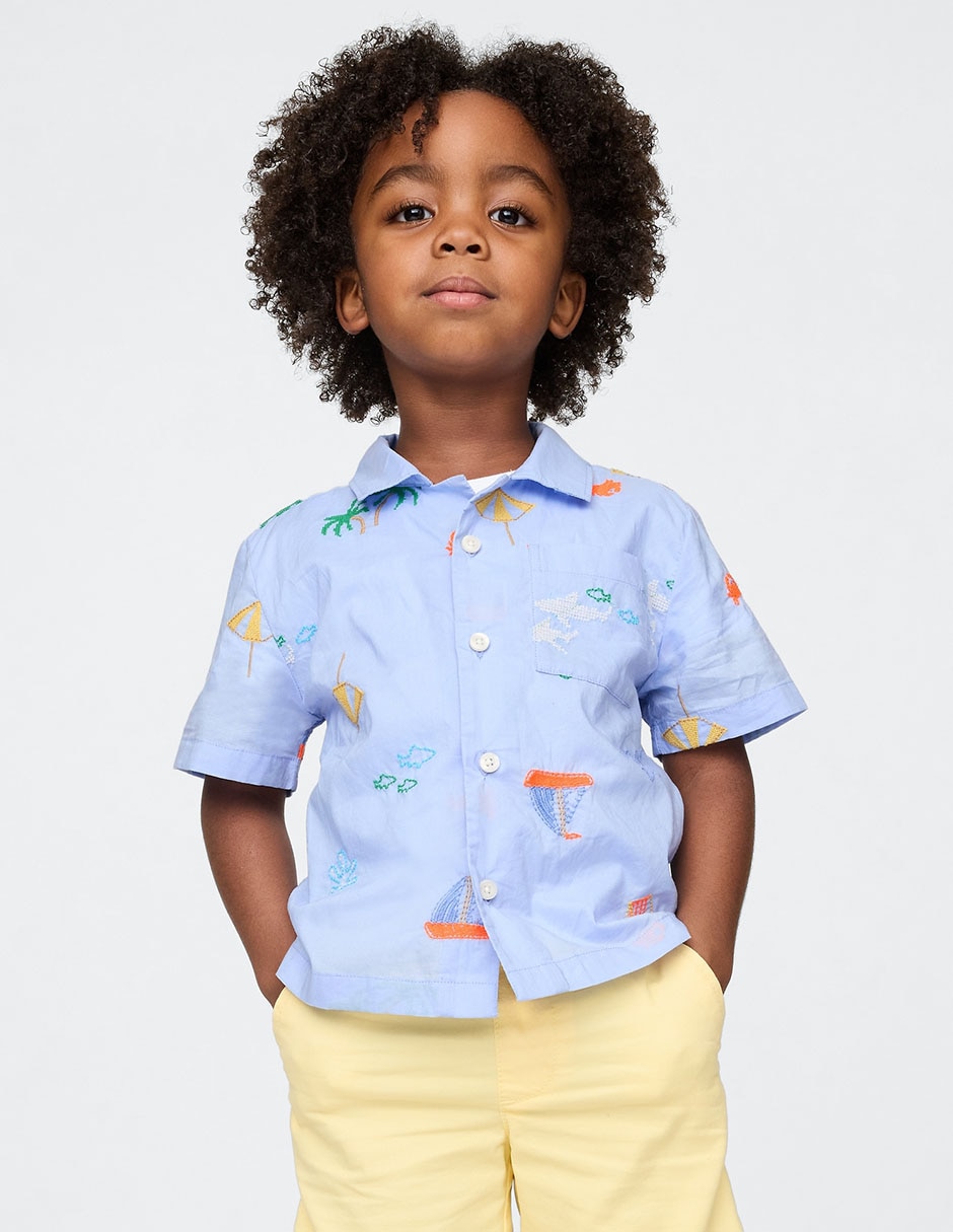 Camisa casual de algodón manga corta para bebé niño