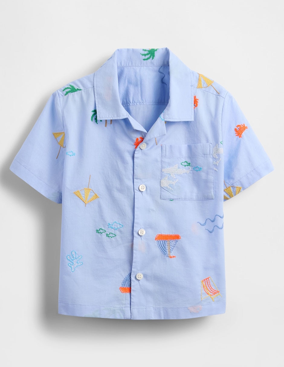 Camisa casual de algodón manga corta para bebé niño