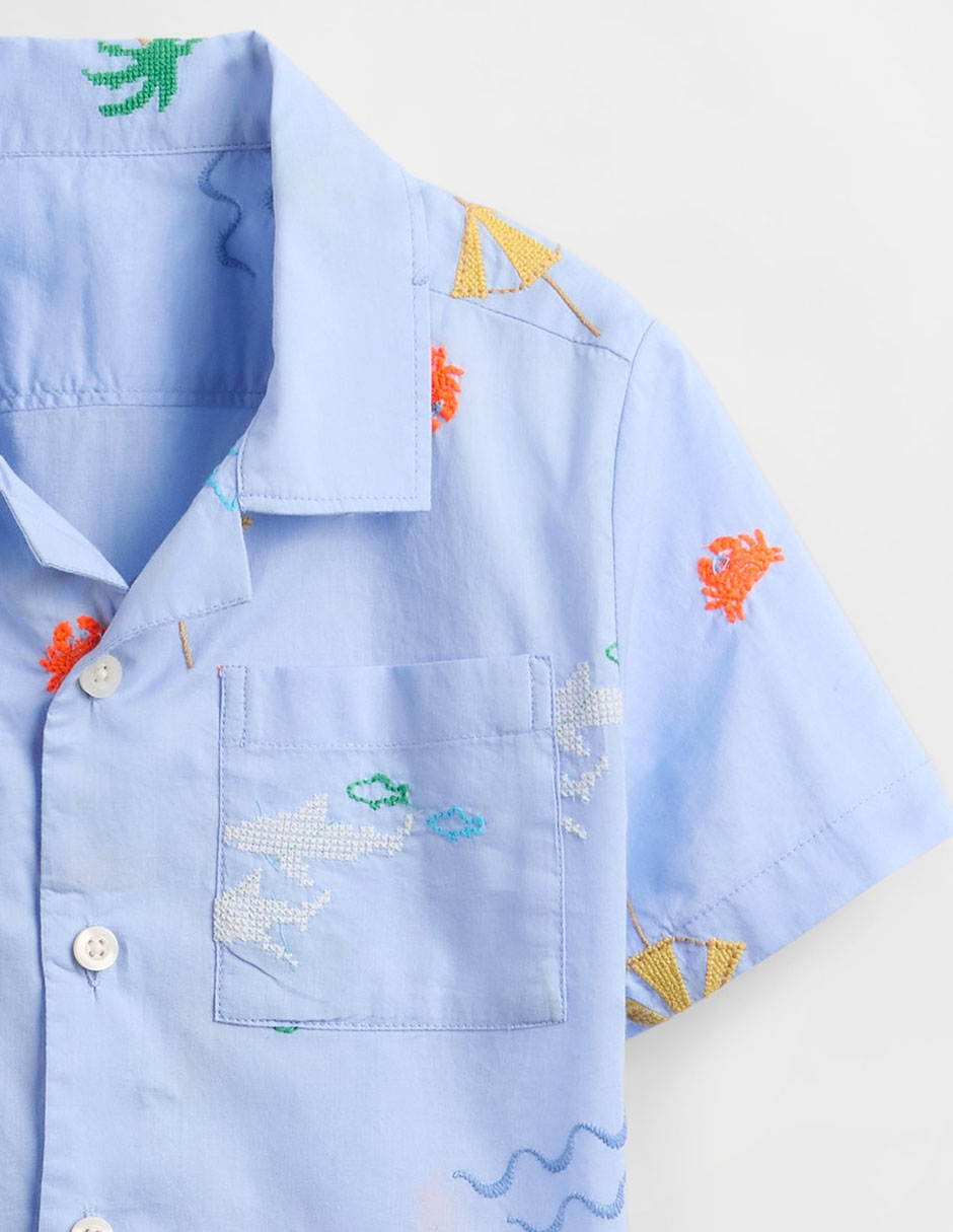 Camisa casual de algodón manga corta para bebé niño