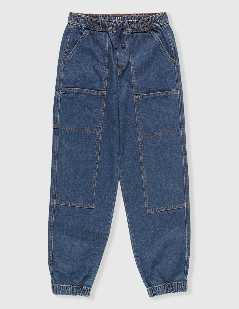 Jeans jogger straight lavado medio para niño