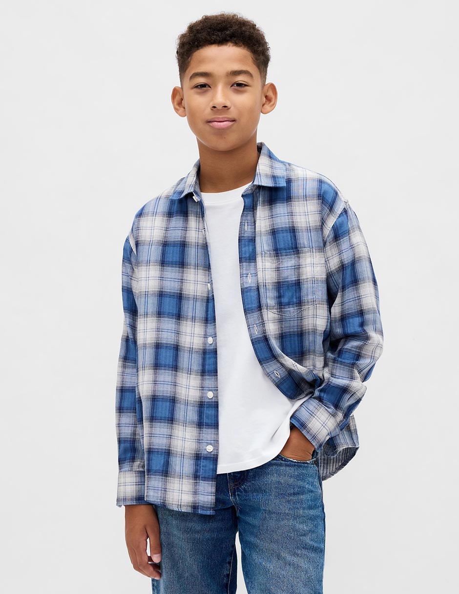 Camisa casual de algodón manga larga para niño