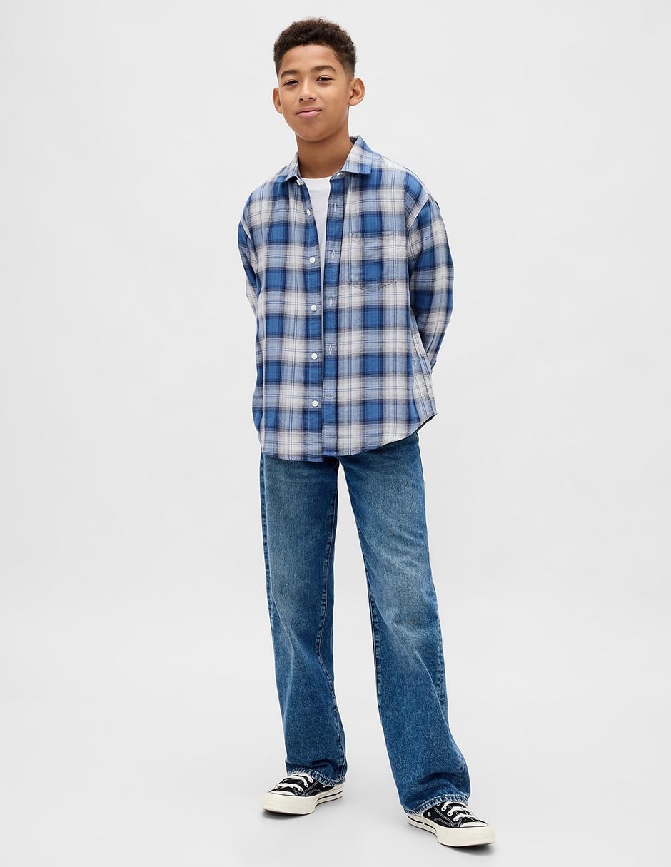 Camisa casual de algodón manga larga para niño