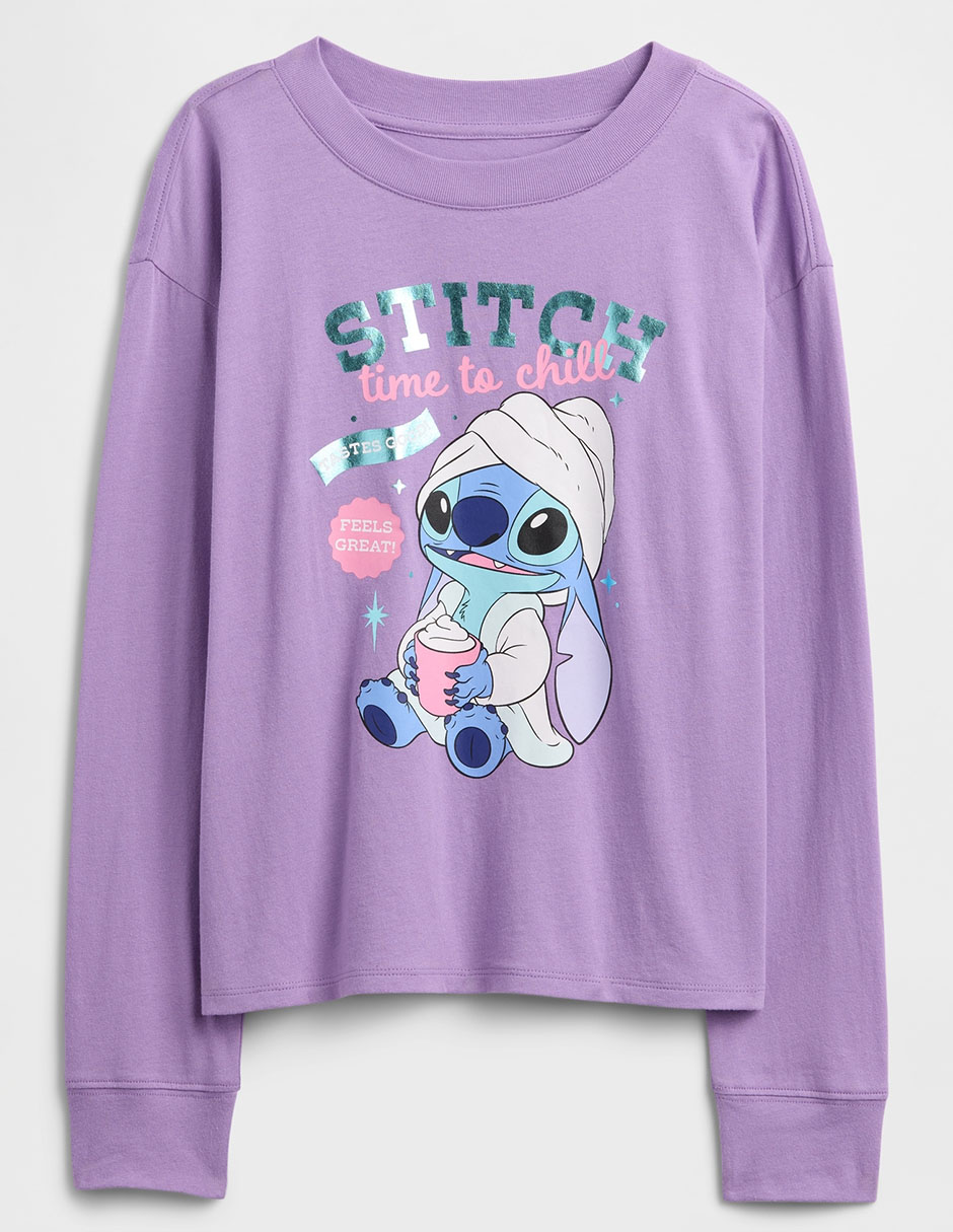 Playera Stitch manga larga para niña