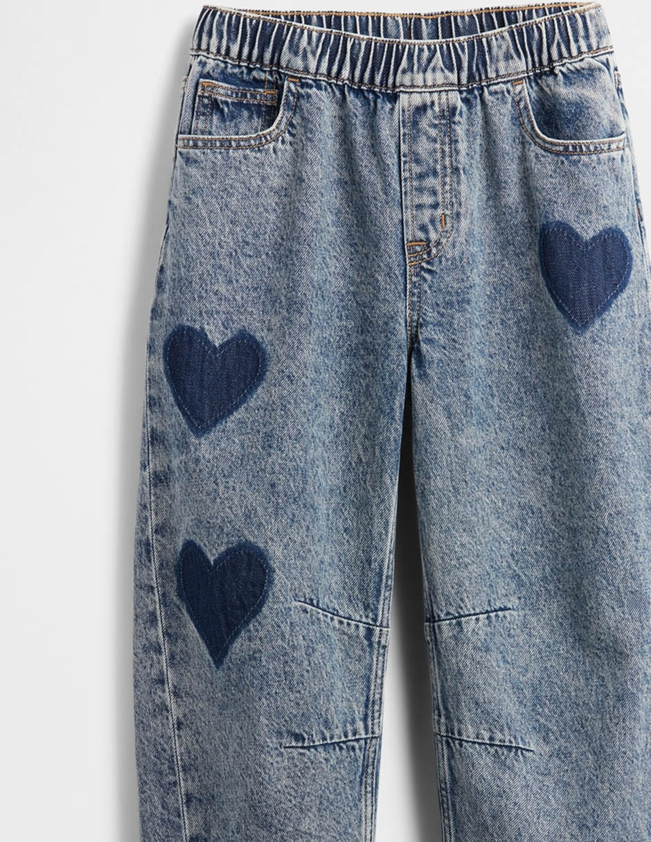 Jeans baggy lavado medio para niña