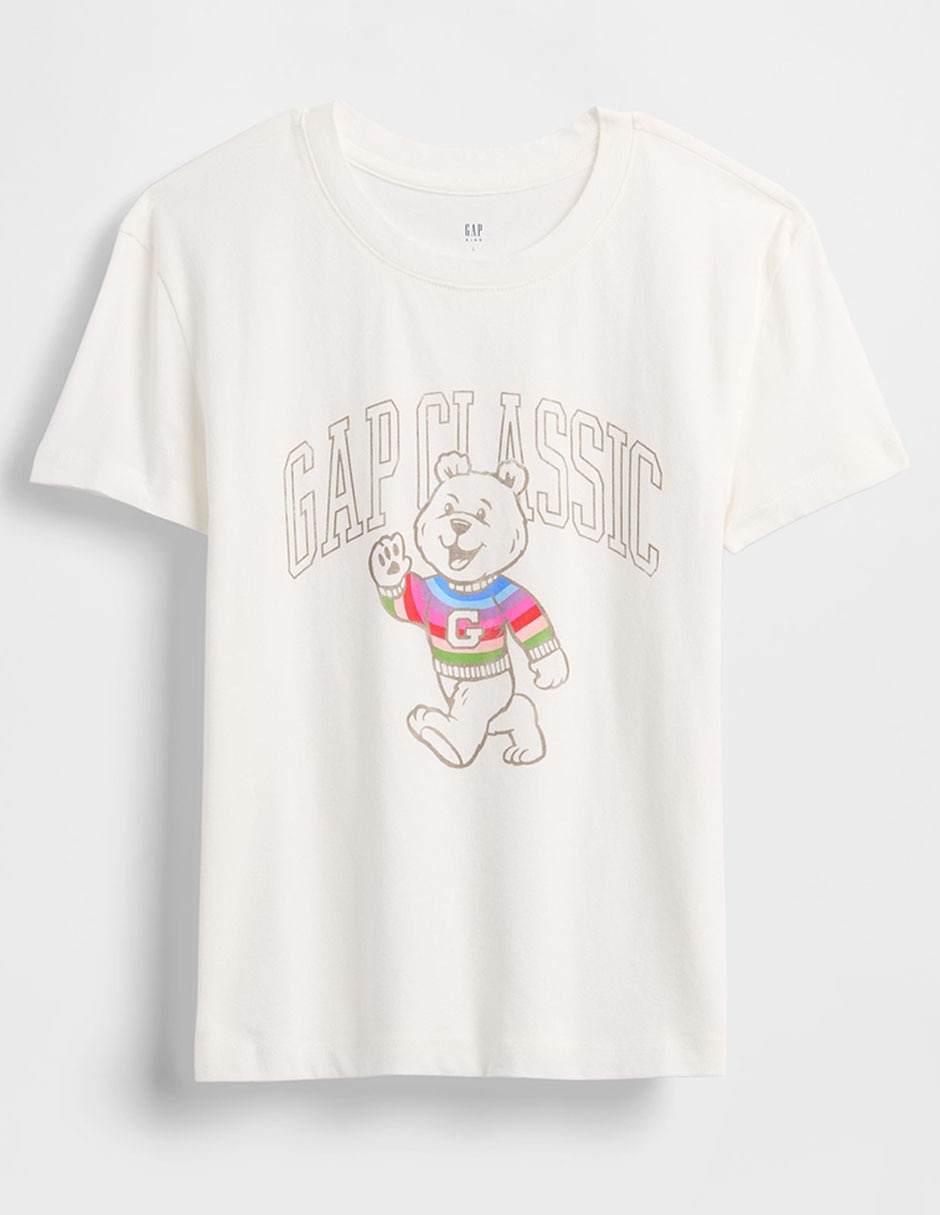 Playera Oso manga corta para niña