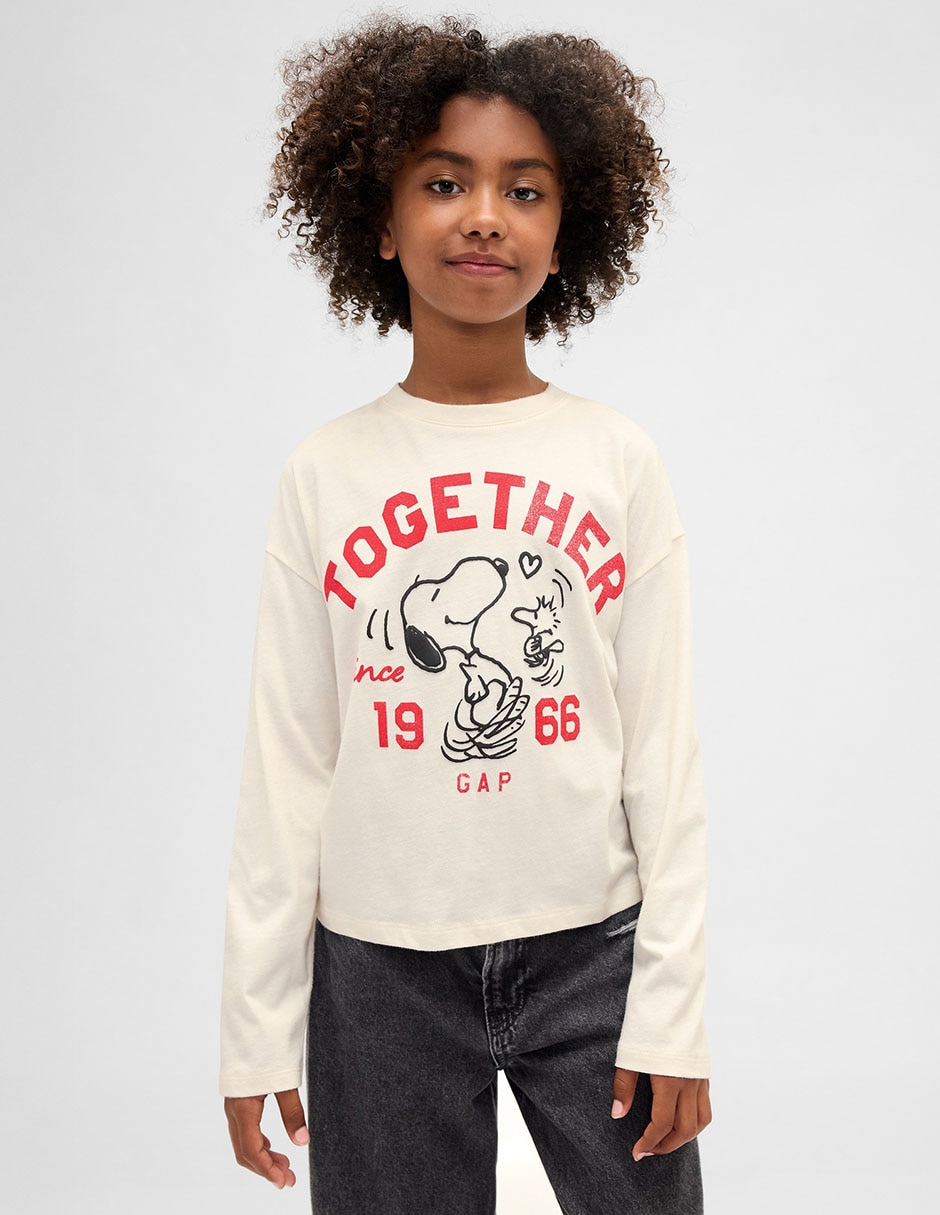 Playera Snoopy manga larga para niña