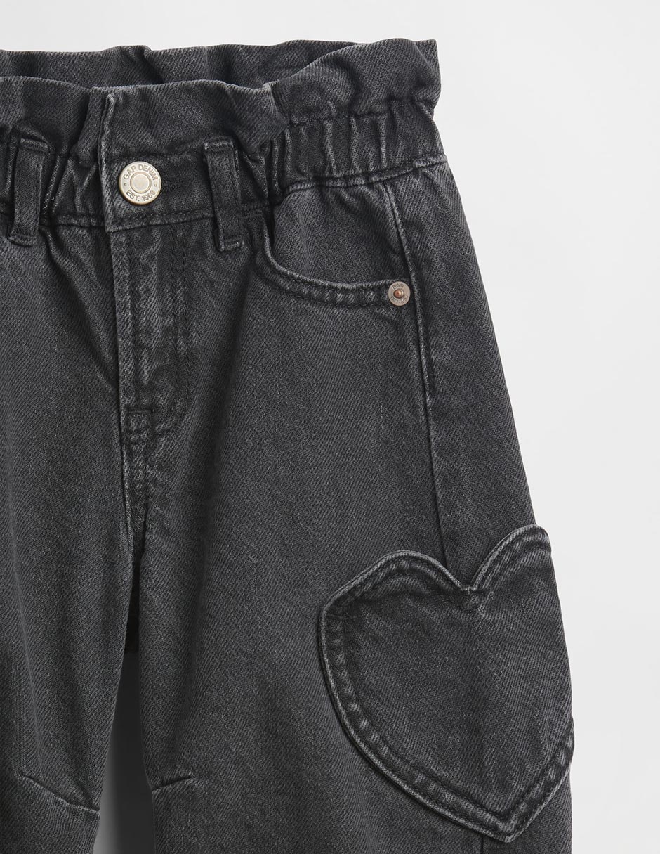 Jeans amplio lavado obscuro para niña
