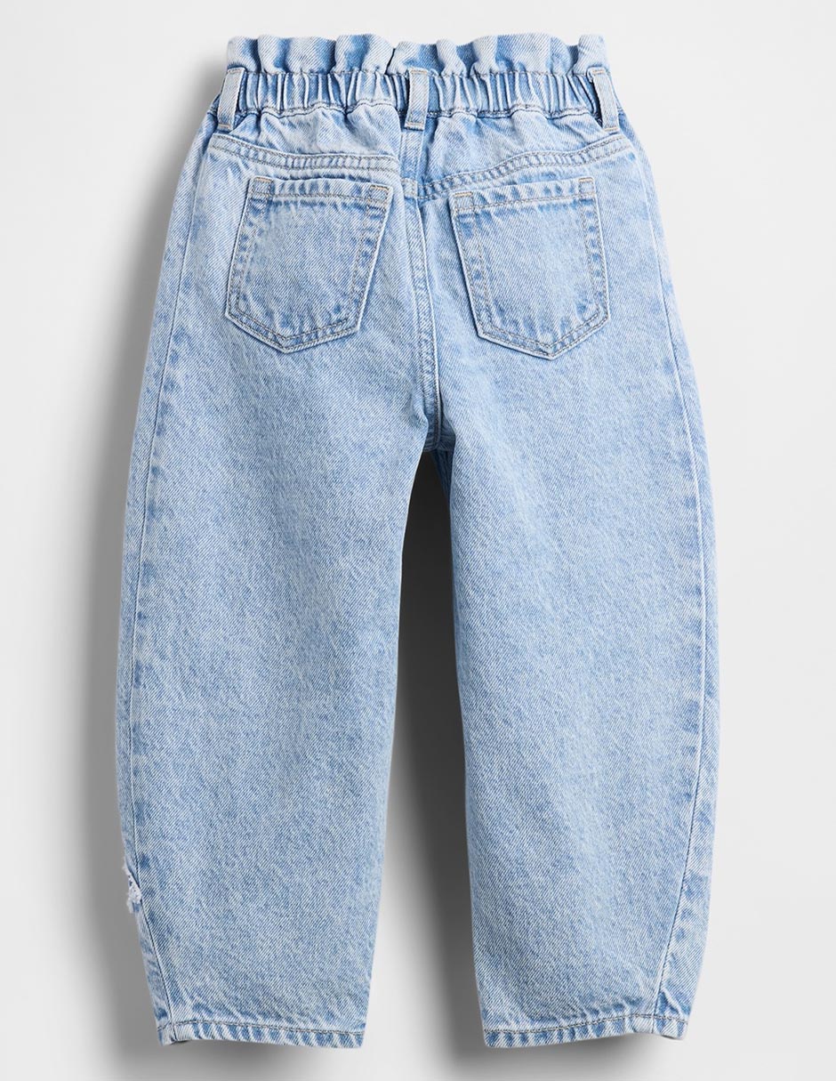 Jeans baggy lavado claro para niña