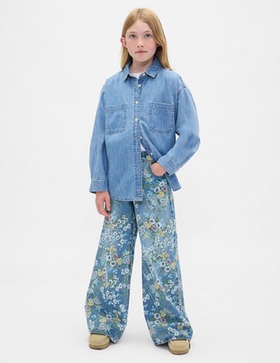 Jeans baggy deslavado para niña