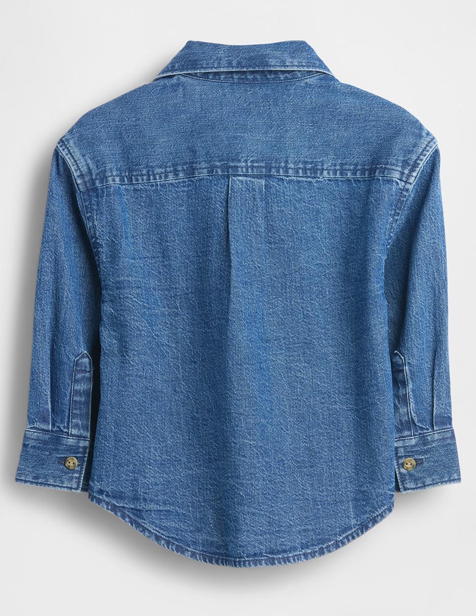 Camisa casual de mezclilla manga larga para niño