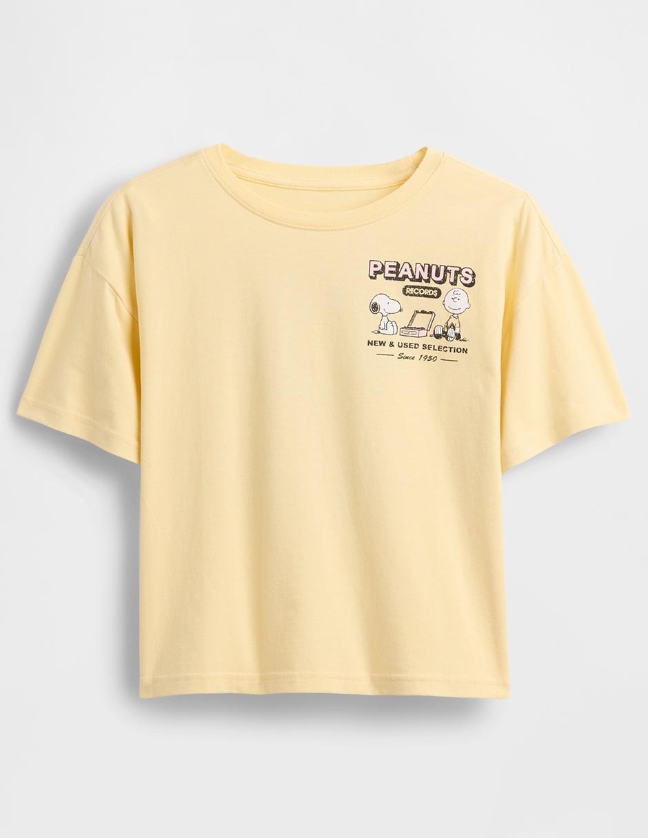 Playera Peanuts manga corta para niña