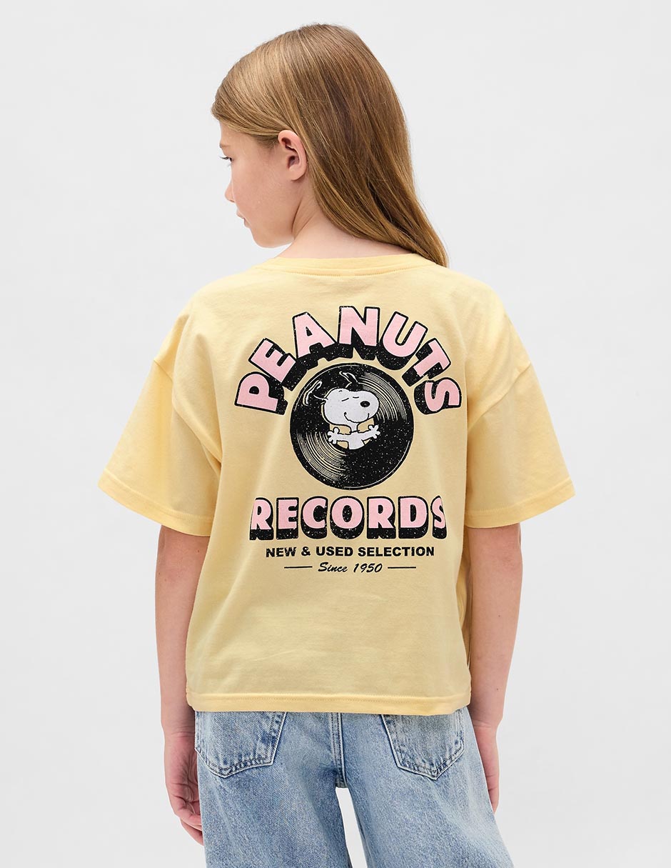 Playera Peanuts manga corta para niña