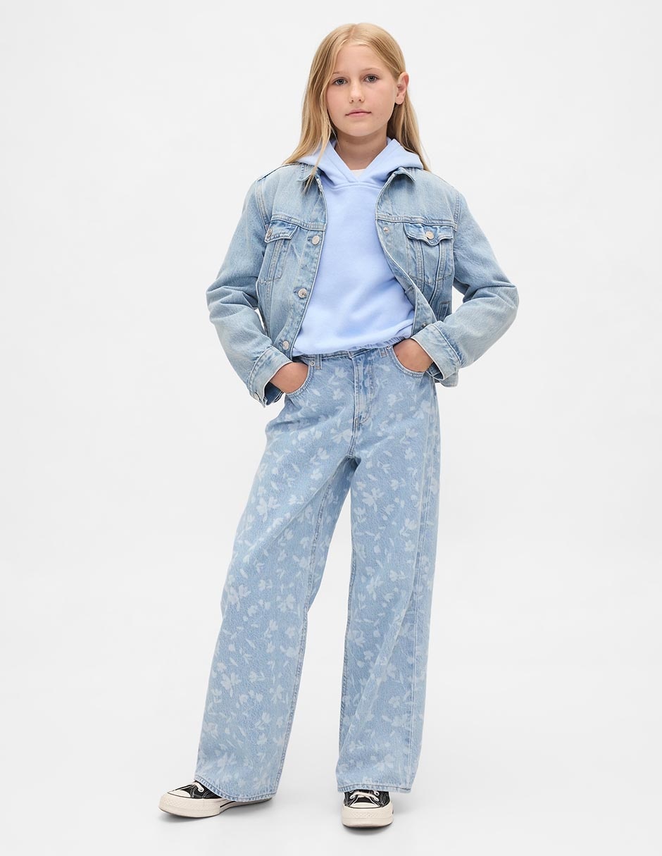 Jeans straight lavado claro para niña