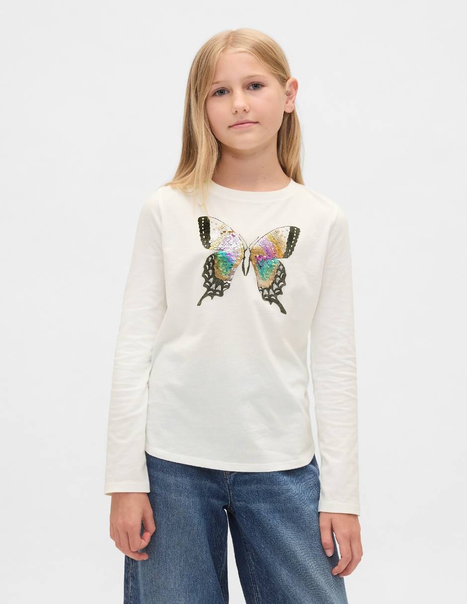 Playera manga larga para niña Playera manga larga para niña