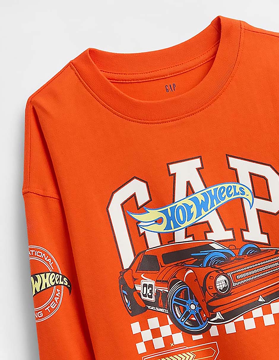 Playera Hot Wheels manga larga para bebé niño