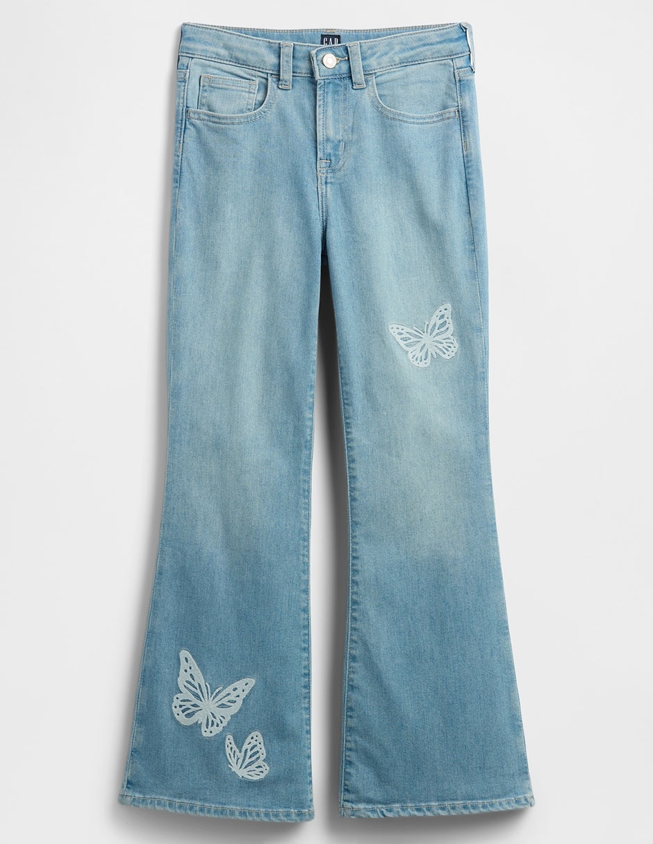 Jeans flare lavado desgastado para niña