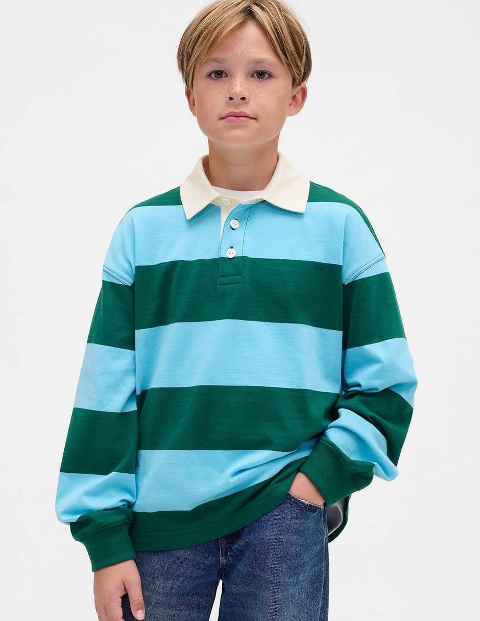 Playera tipo polo de algodón para niño