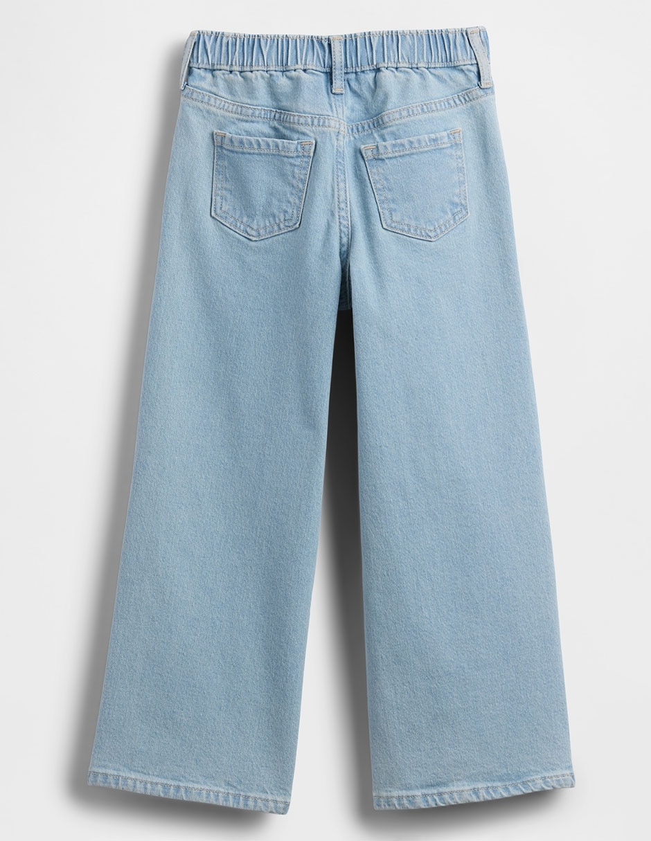 Jeans wide leg lavado claro para niña