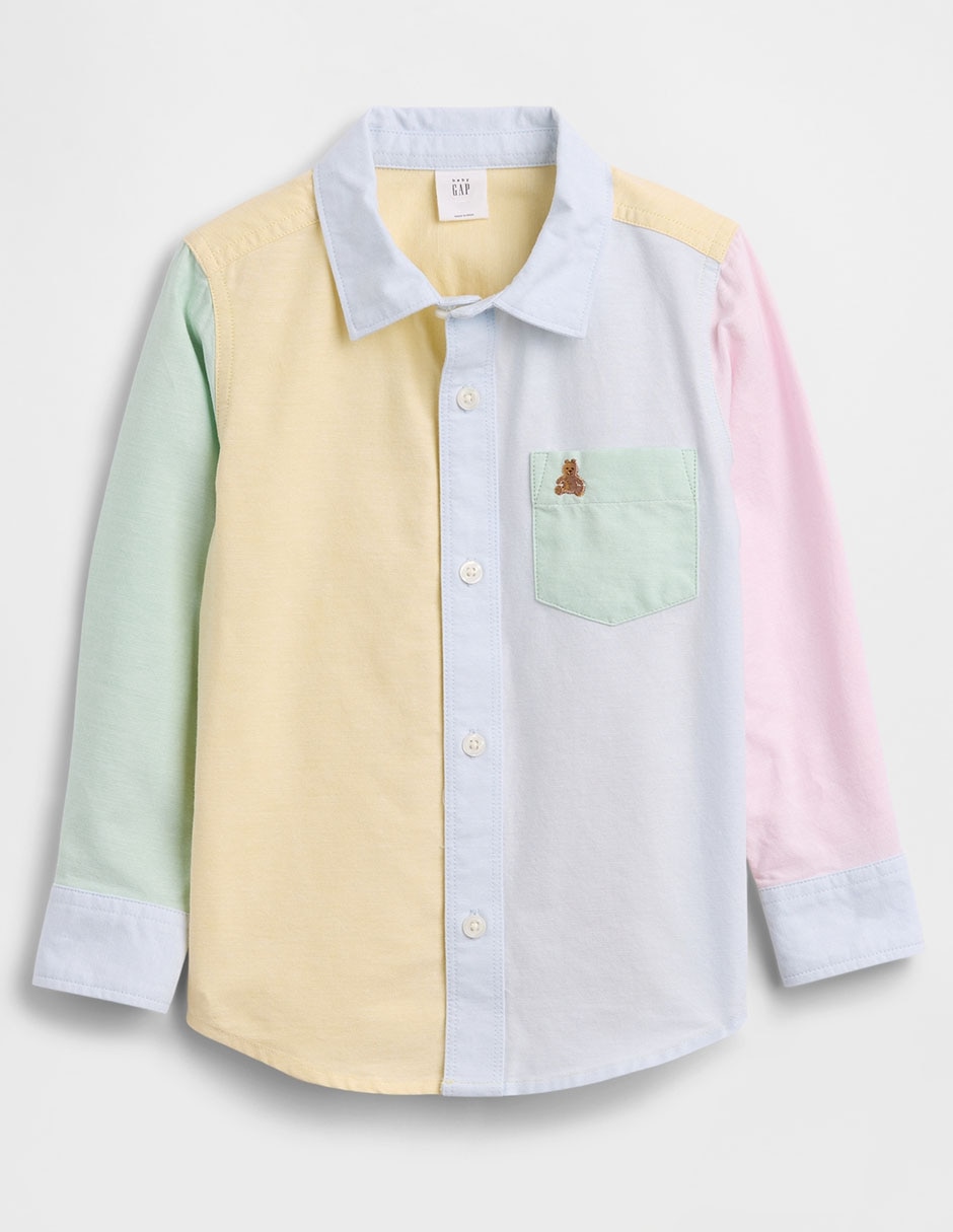 Camisa casual de algodón manga larga para bebé niño