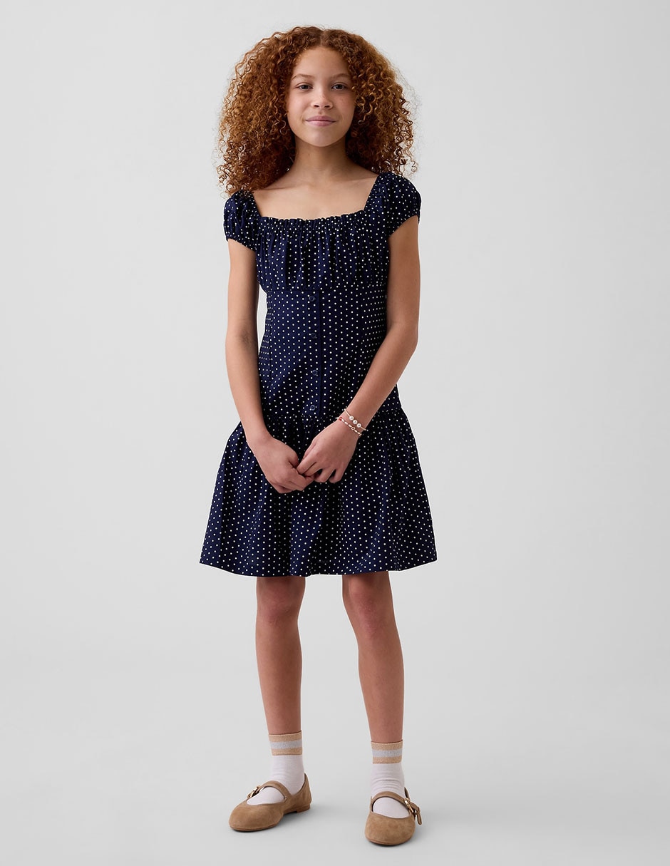 Vestido manga cap para niña
