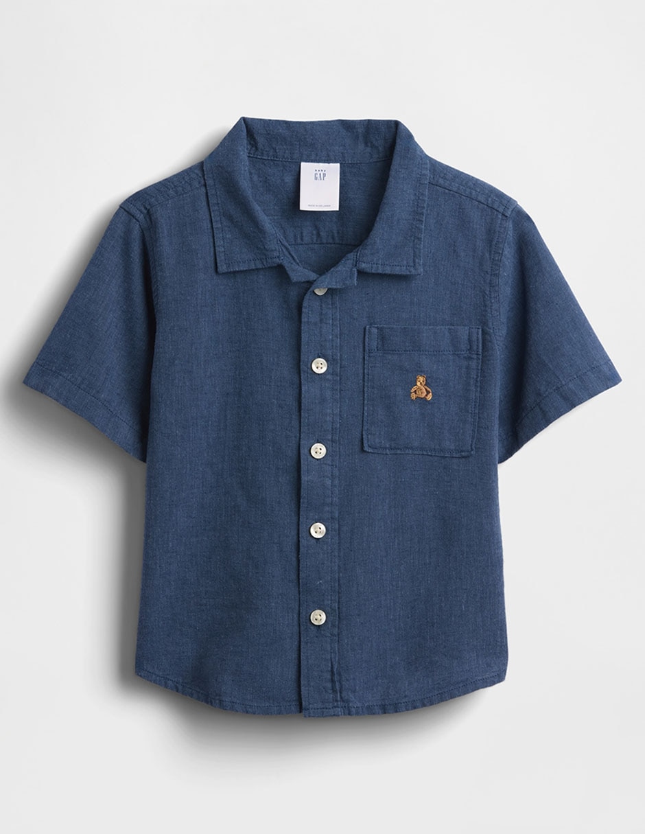 Camisa casual de lino manga corta para bebé niño