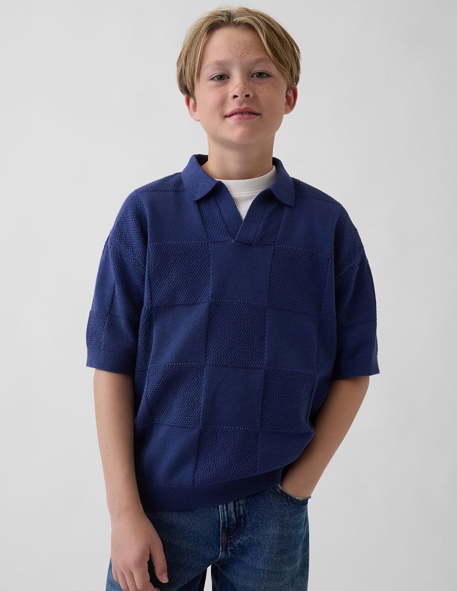 Playera tipo polo de algodón para niño