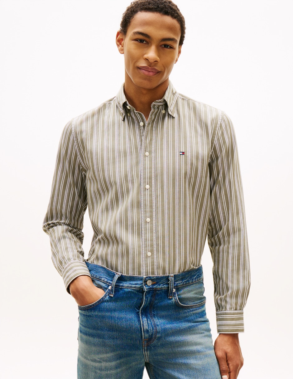 Camisa casual Hilfiger de algodón manga larga para hombre 1
