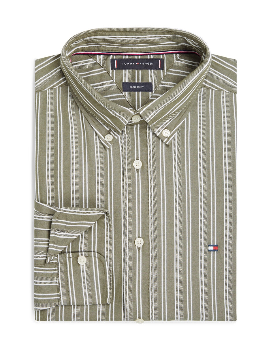 Camisa casual Hilfiger de algodón manga larga para hombre 6