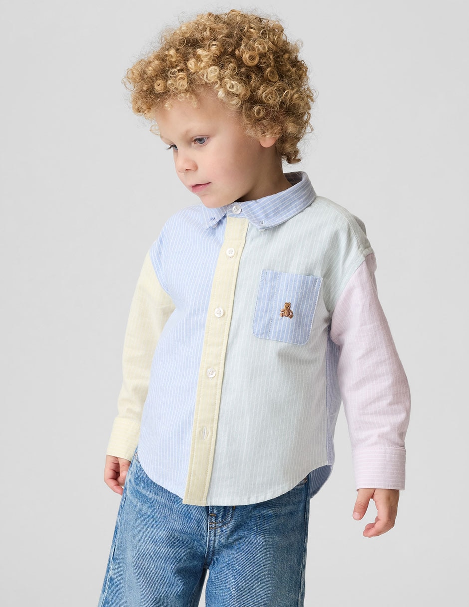 Camisa casual de algodón manga larga para bebé niño