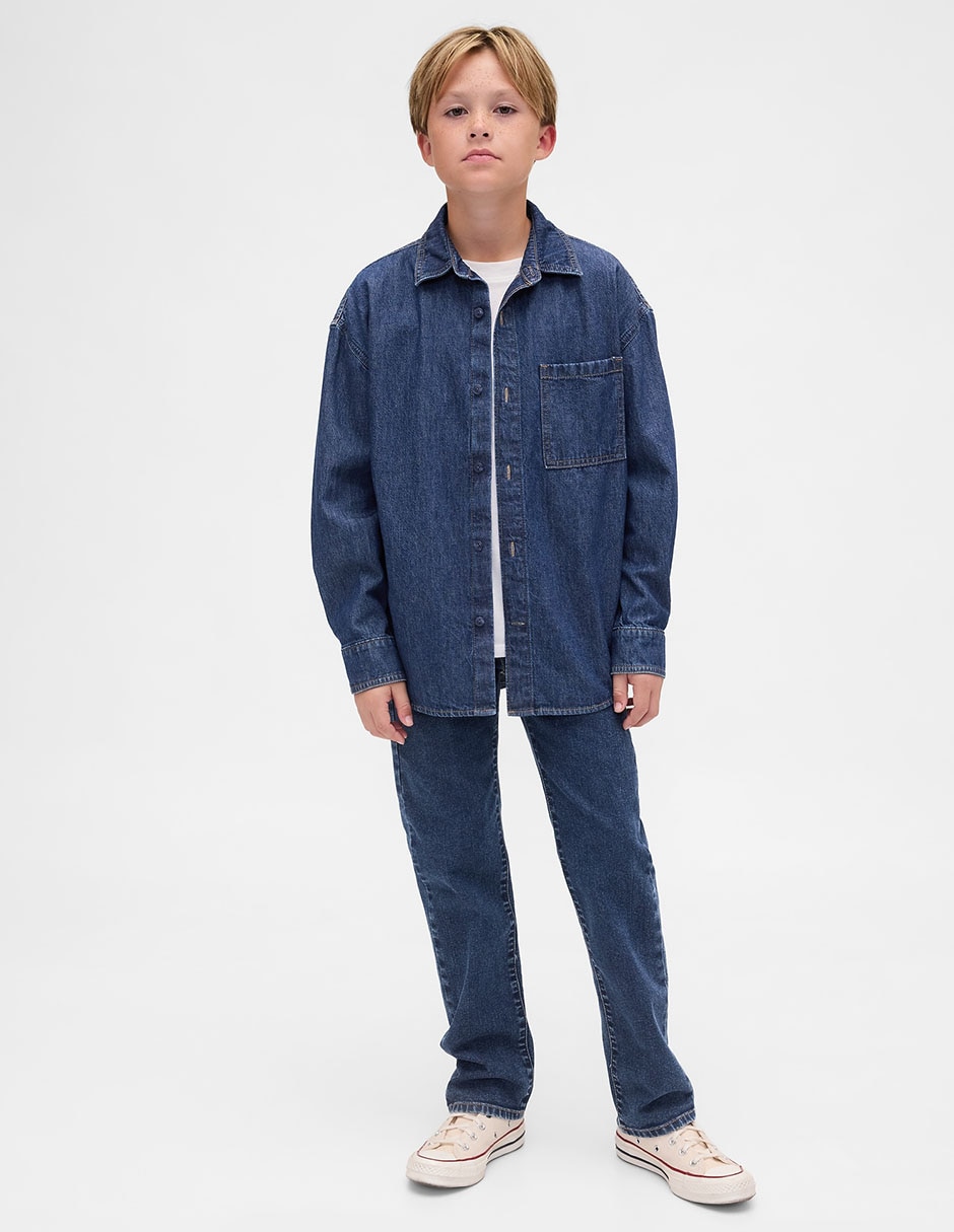 Jeans straight lavado obscuro para niño