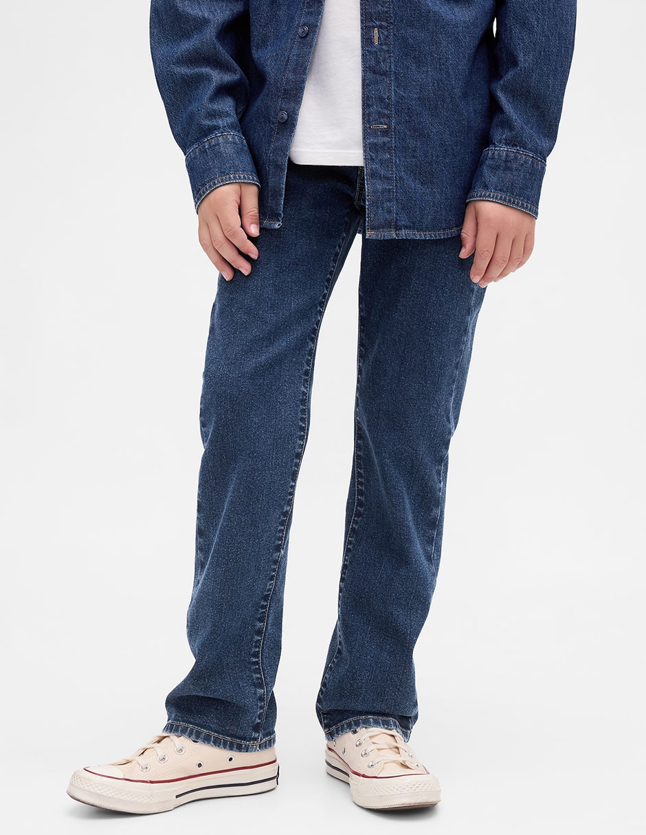 Jeans straight lavado obscuro para niño