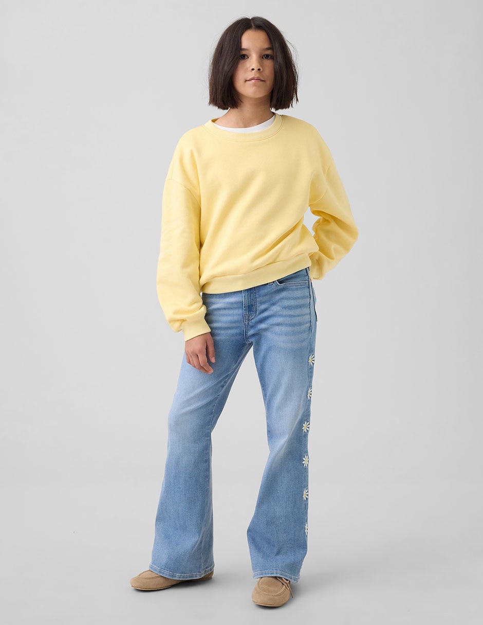 Jeans flare lavado medio para niña