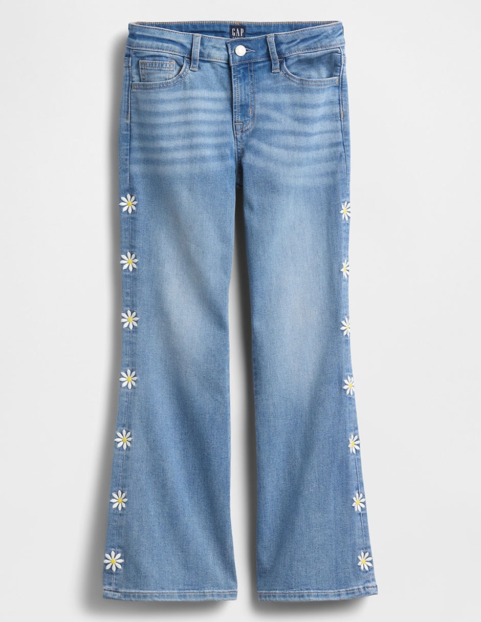 Jeans flare lavado medio para niña