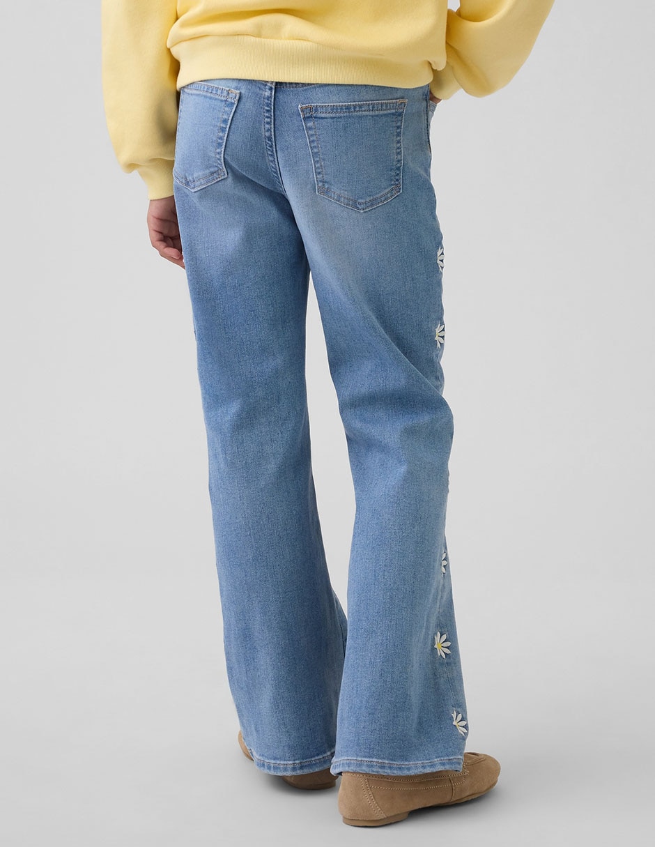 Jeans flare lavado medio para niña