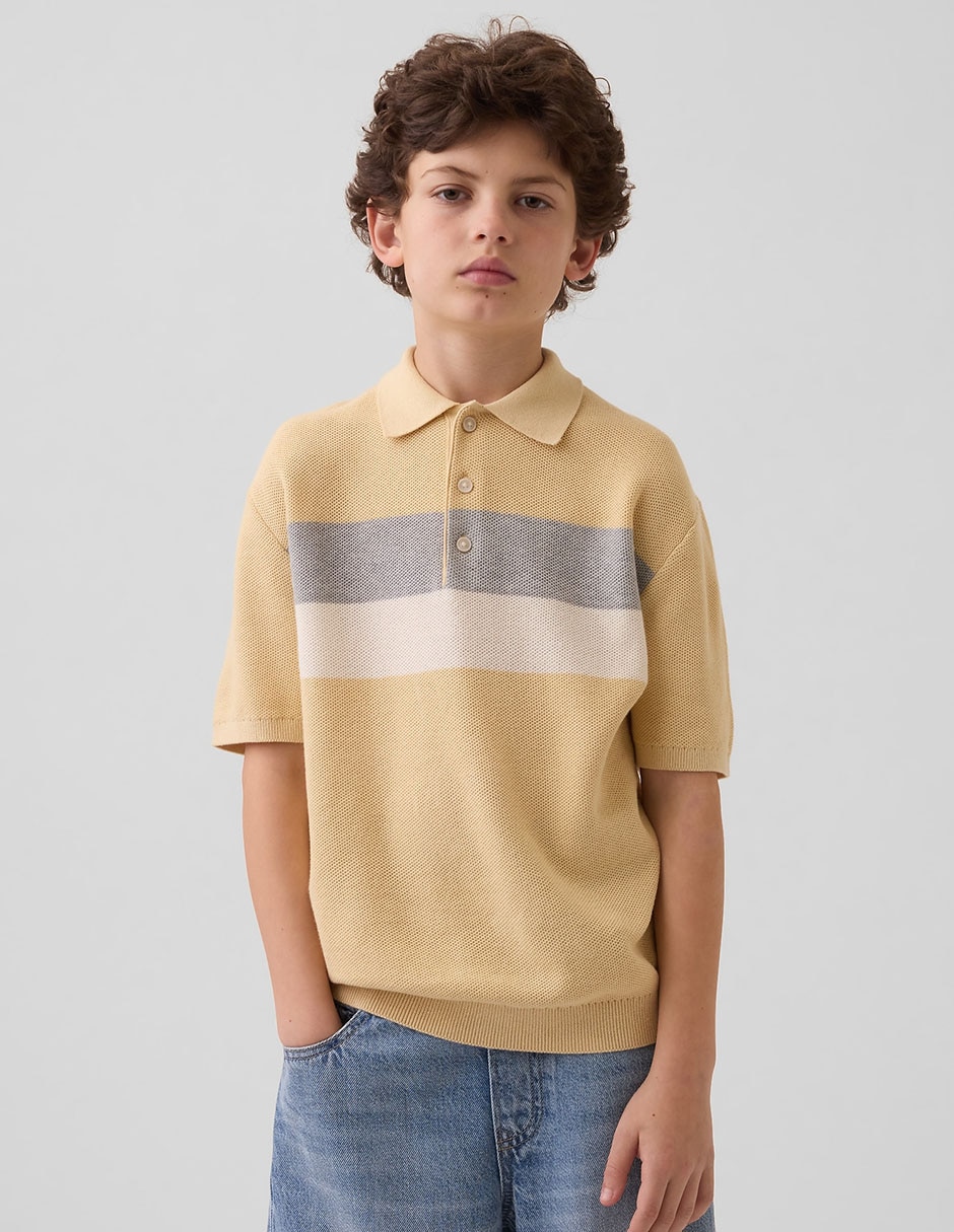 Playera tipo polo de algodón para niño