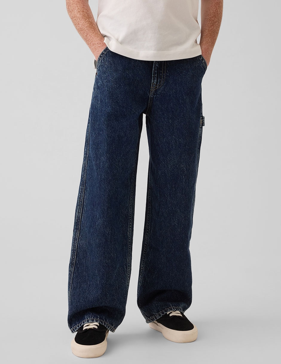 Jeans carpenter baggy lavado obscuro para niño