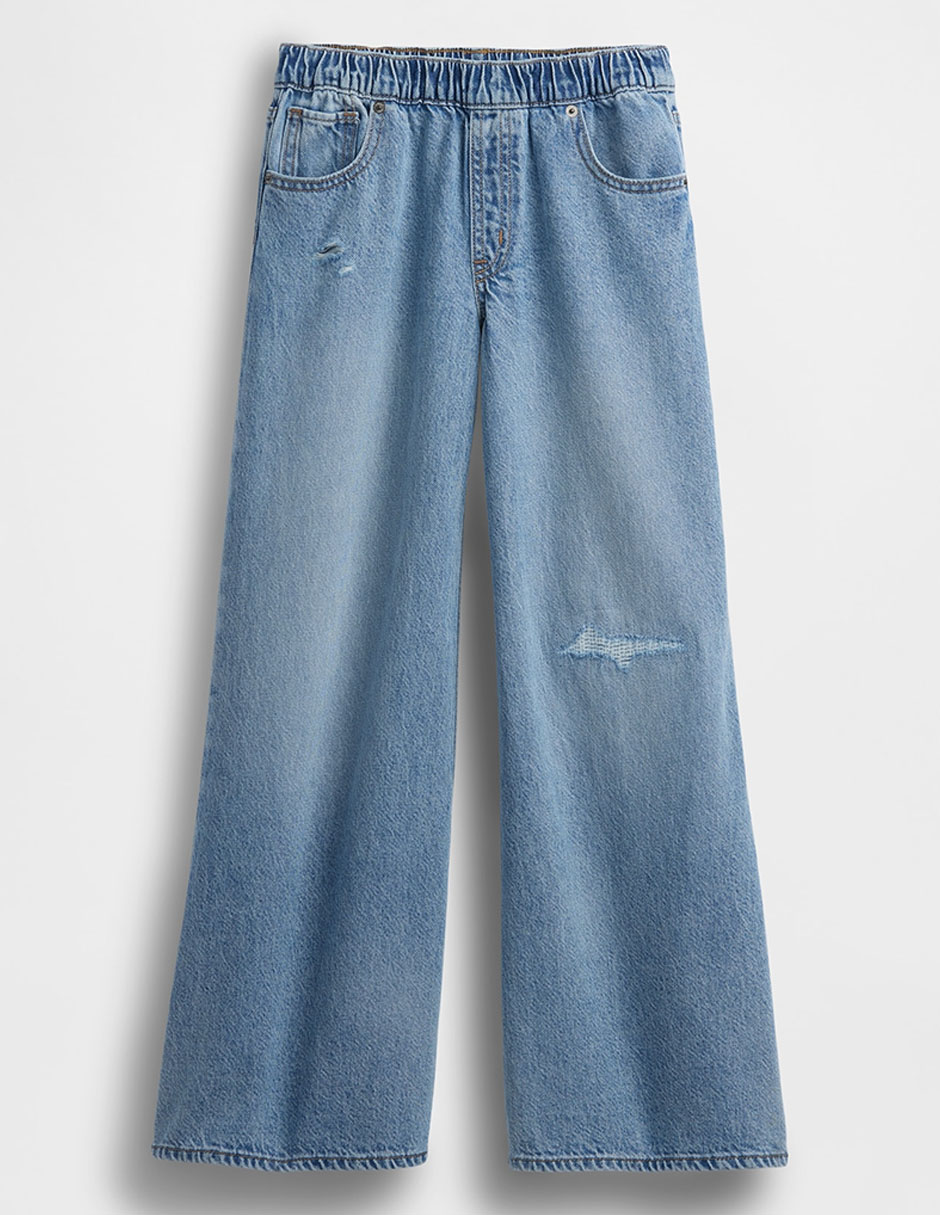 Jeans baggy lavado claro para niña