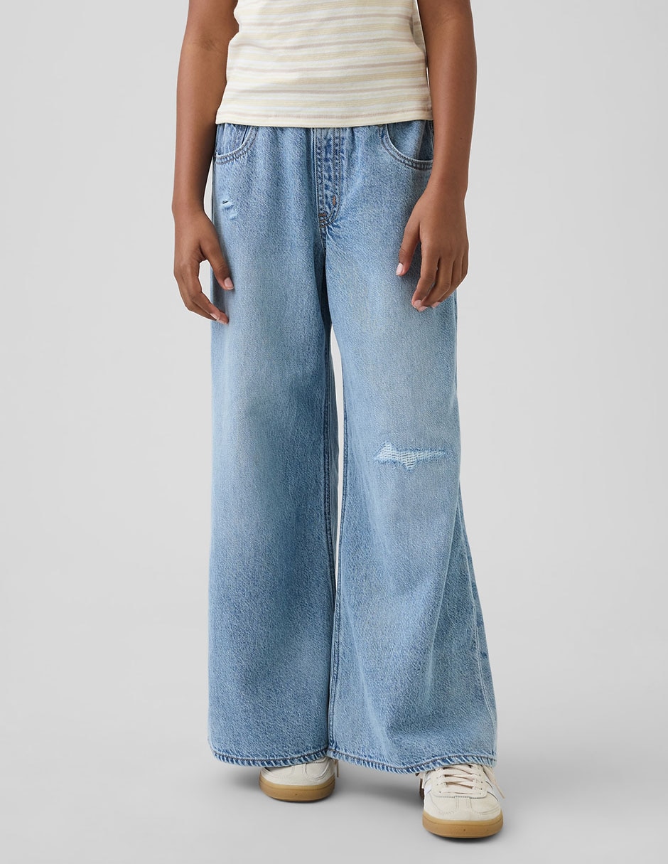 Jeans baggy lavado claro para niña