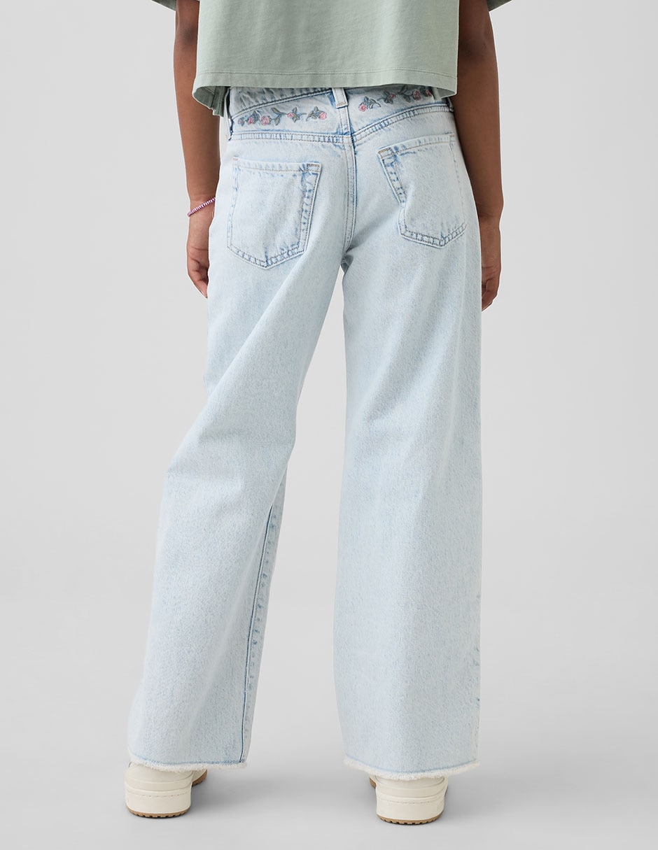 Jeans wide leg lavado claro para niña